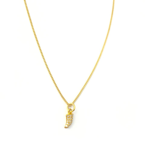 Gold Diamond Encrusted Horn Necklace