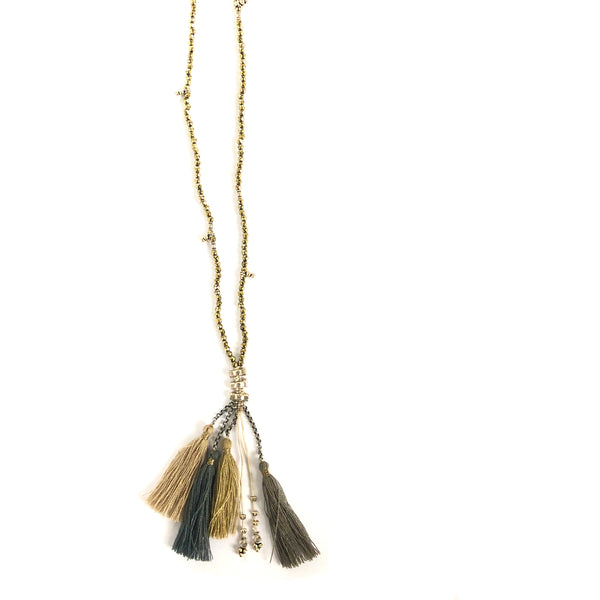 Chan Luu Gold Pyrite Tassel Necklace