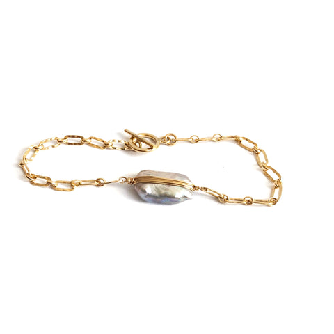 Blue Biwa Pearl Bracelet