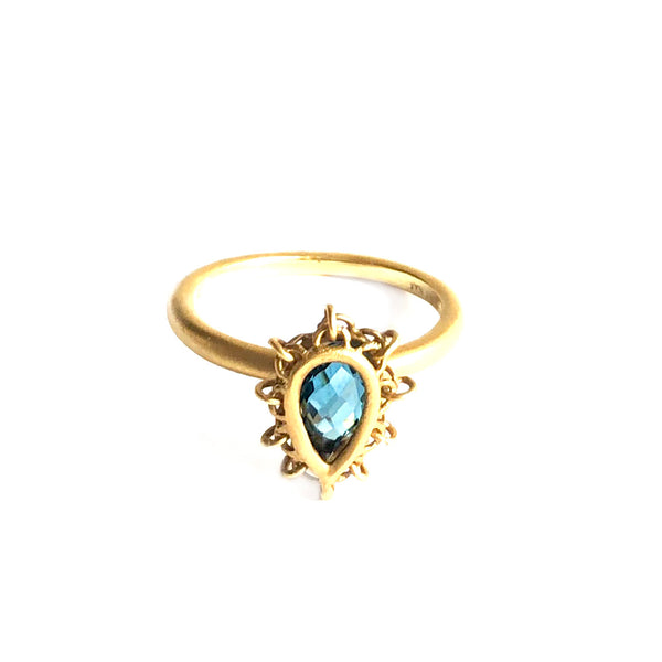 Anthony Nak 18k Gold Blue Topaz Ring