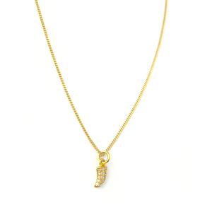 Gold Diamond Encrusted Horn Necklace
